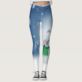 Gullig snögubbedamasker leggings