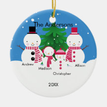 Gullig snögubbefamilj av prydnaden för 4 jul