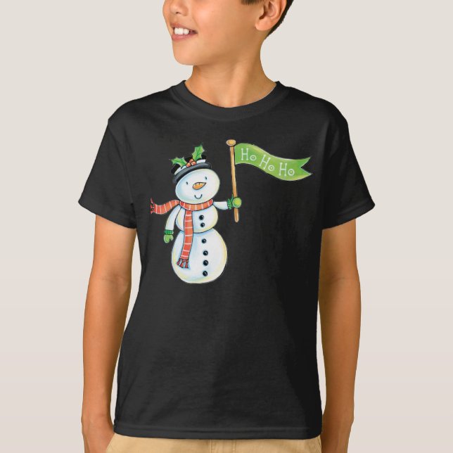 Gullig snögubbejulskjorta tee shirt (Framsida)