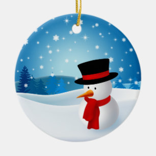 Gullig snögubbeprydnad julgransprydnad keramik