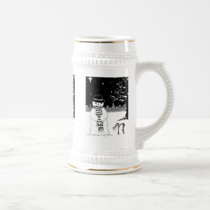 Gullig snögubbesvart & vitjulillustration sejdel