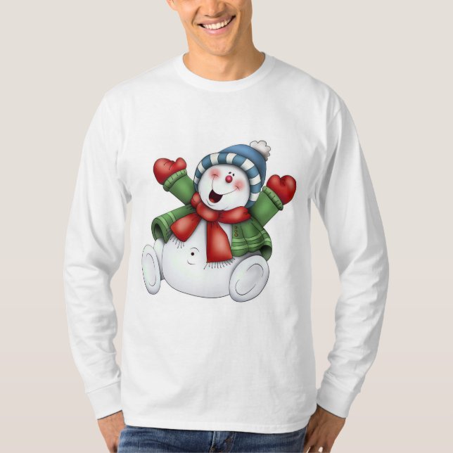 gullig snögubbevinterroligt tee (Framsida)