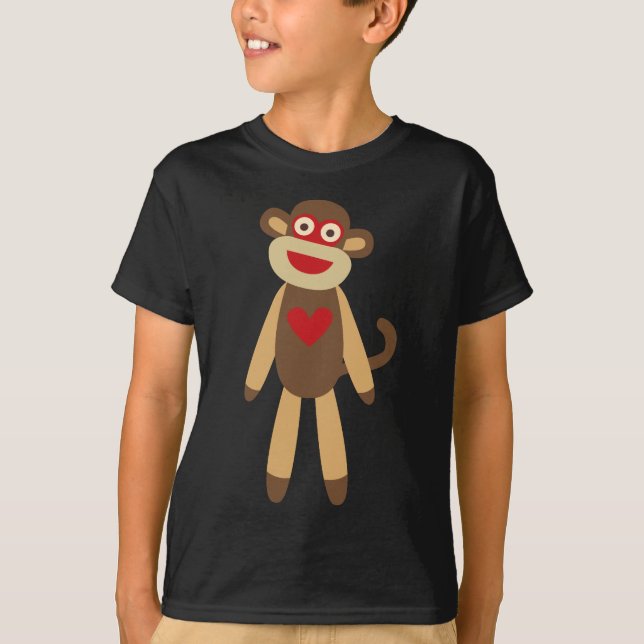 Gullig sock monkey tee shirt (Framsida)