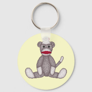 Gullig sock monkeynyckelring nyckelring