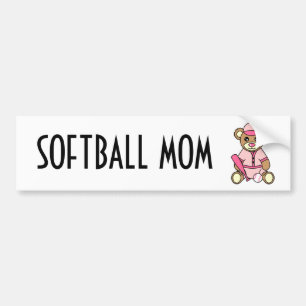 Gullig softballmamma - flickanallerosa bildekal