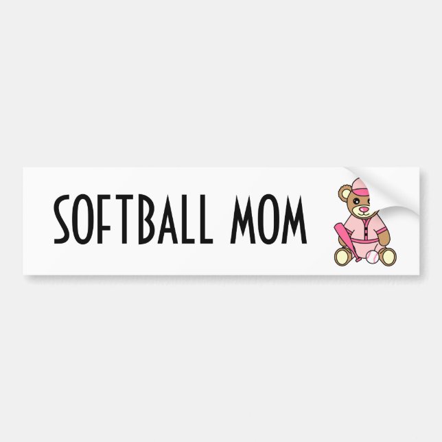 Gullig softballmamma - flickanallerosa bildekal (Framsidan)