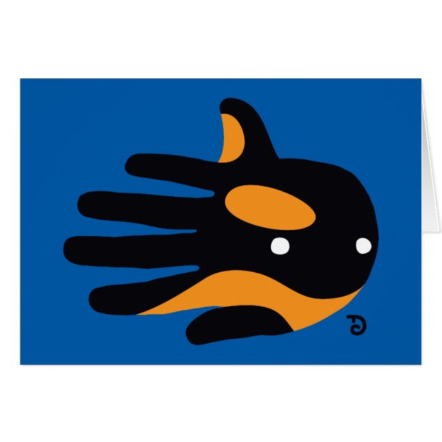 Gullig späckhuggaredelfin för Orca Hälsningskort (Framsidan Horizontal)