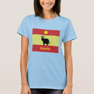 Gullig spansk tjur, sol & flagga t-shirt