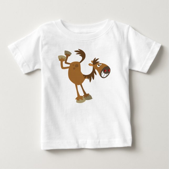 Gullig sparka T-tröja för tecknadhästbaby Tee (Framsida)