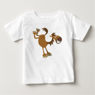 Gullig sparka T-tröja för tecknadhästbaby Tee Shirt