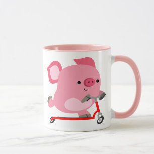 Gullig Sparkcykel-Ridning tecknadgris Mugg