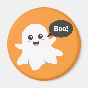 Gullig spöke, som går bu, happy halloween magnet