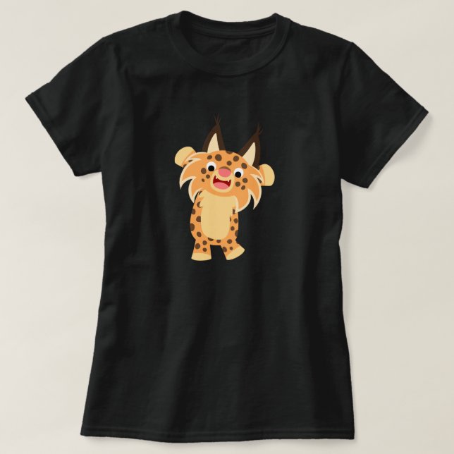 Gullig Spunky T-tröja för tecknadBobcatkvinnor T Shirt (Design framsida)