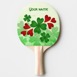 Gullig st patricks dayshamrock och röda hjärtor pingisracket