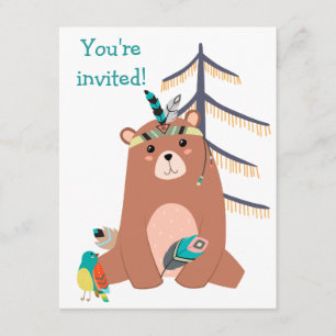 Gullig stam- björnfödelsedagsfest inbjudan