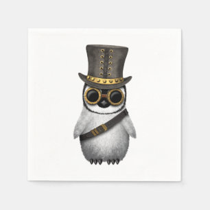 Gullig Steampunk babypingvin Pappersservett