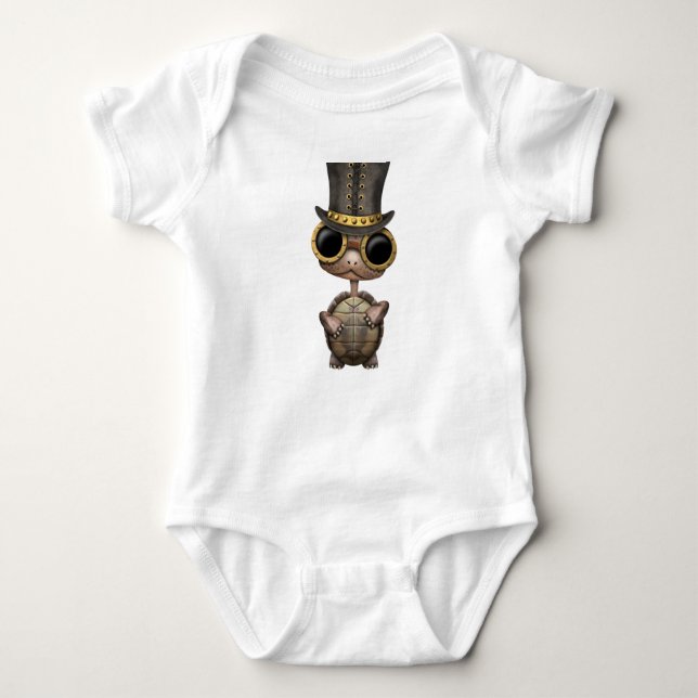Gullig Steampunk babysköldpadda T Shirt (Framsida)