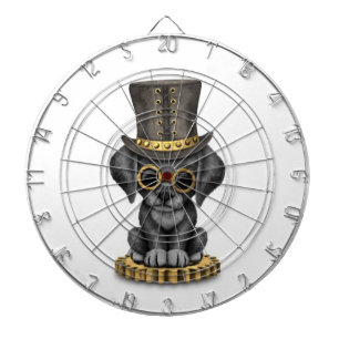 Gullig Steampunk svart lab valphund, vit Darttavla