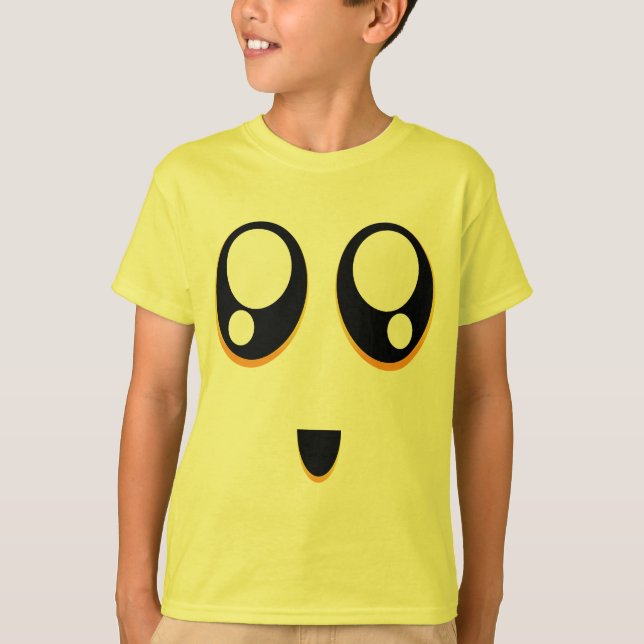 Gullig stor ögaemoji tee shirt (Framsida)