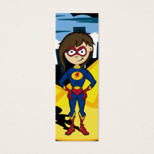 Gullig Superheroflickabokmärke Litet Visitkort