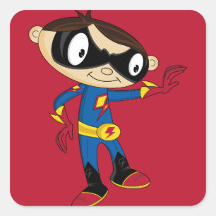 Gullig Superheropojke Fyrkantigt Klistermärke