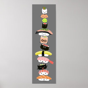 Gullig Sushibunt - torn av Kawaii Sushivänner Poster