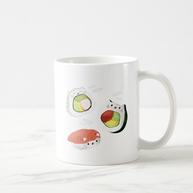 Gullig Sushikatt Kaffemugg (Höger)