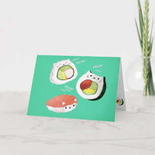 Gullig Sushikatt Kort