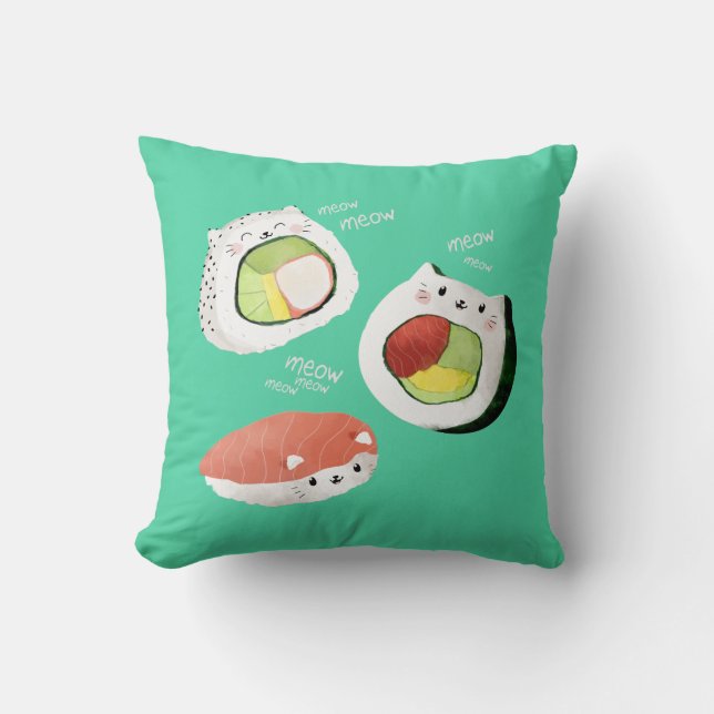Gullig Sushikatt Kudde (Framsida)