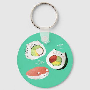Gullig Sushikatt Nyckelring