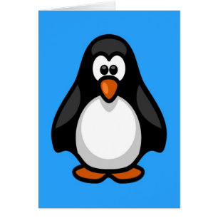 Gullig svart animerad lite pingvin hälsningskort