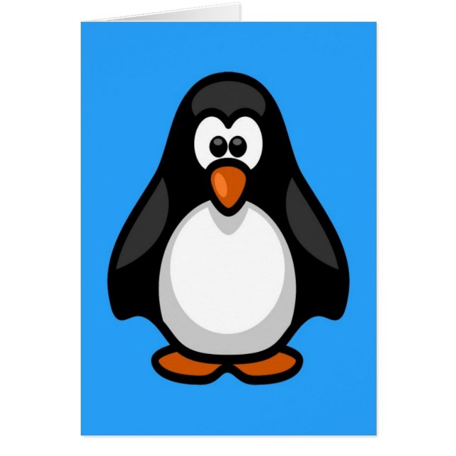 Gullig svart animerad lite pingvin hälsningskort (Framsidan)