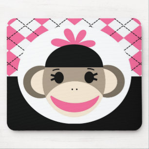 Gullig svart Argyle för flickasock monkeyrosor Musmatta