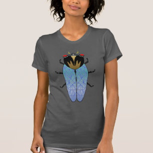 Gullig svart cikada t shirt
