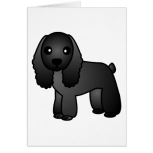 Gullig svart cockerspanielSpanieltecknad Hälsningskort