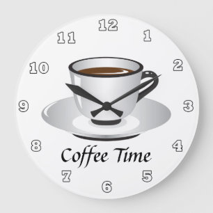Gullig svart dekor för vitkaffetid stor klocka