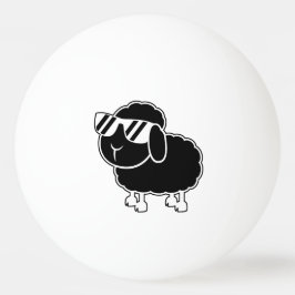 Gullig svart fårtecknad pingisboll