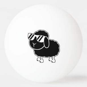 Gullig svart fårtecknad pingisboll
