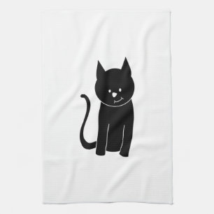 Gullig svart katt kökshandduk