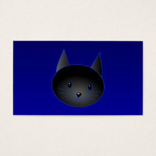Gullig svart katt på djup midnatt blue. visitkort