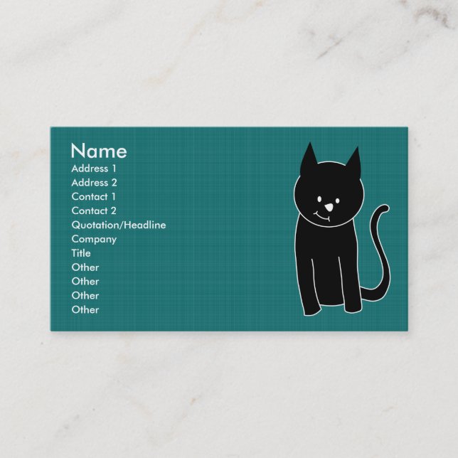 Gullig svart katt visitkort (Framsida)