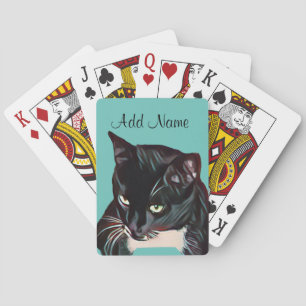 Gullig svart kattpersonlig casinokort