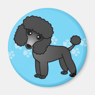 Gullig svart pudeltecknad magnet