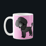 Gullig svart pudeltecknad - rosa Pawprint Kaffemugg<br><div class="desc">Gullig svart pudeltecknad - rosa Pawprint</div>