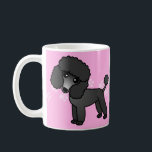 Gullig svart pudeltecknad - rosa Pawprint Kaffemugg<br><div class="desc">Gullig svart pudeltecknad - rosa Pawprint</div>