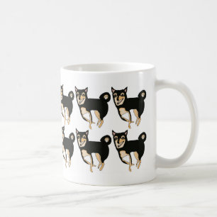 Gullig svart & solbränd mugg för kaffe för Shib