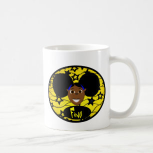 Gullig svart tecknadflicka Fino Kaffemugg