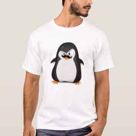 Gullig svart vitpingvin och rolig mustasch t-shirt