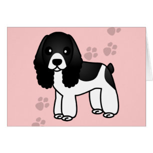 Gullig svartvit cockerspanielSpanieltecknad Hälsningskort