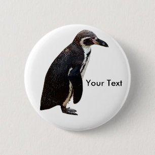 Gullig svartvit Humboldt pingvinnamn bricka Knapp